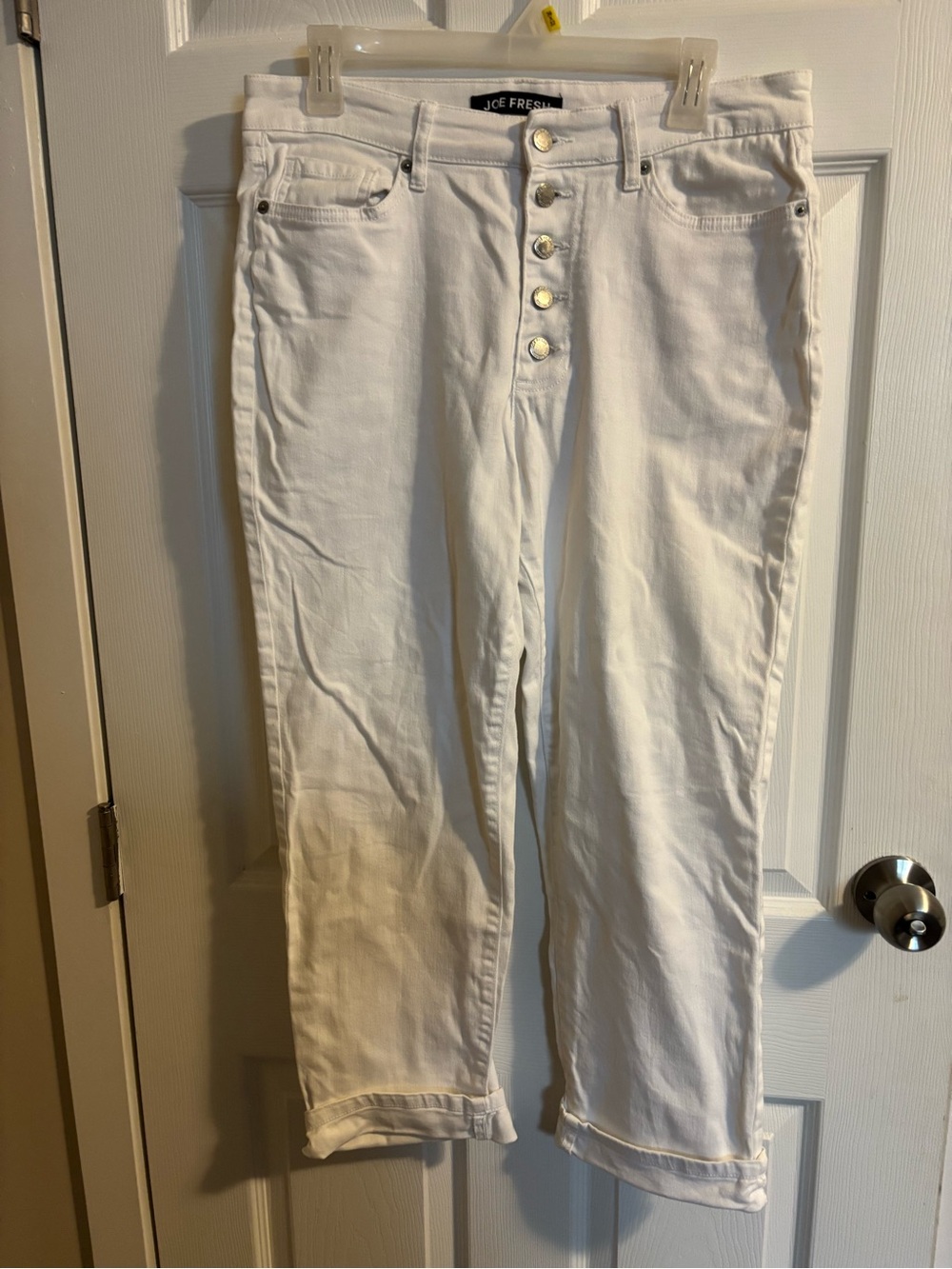 Joe Fresh White Straight-Leg High-Rise Jeans